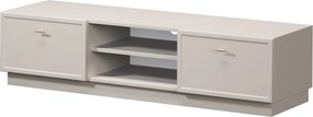 Szafka RTV Lorini 150 cm z szufladami - kaszmir / złote uchwyty T-bar