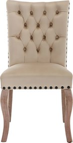 Zestaw 6 foteli tapicerowanych welurem - stelaż z litego drewna - Beżowy