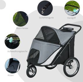 Outsunny Wózek dla Psa Składany Otwierany Daszek Poduszka Szary Czarny | Aosom PL