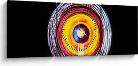 Obraz świateł w kręgu (z zegarem) (90x30 cm)