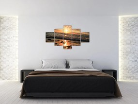 Obraz - Zachód słońca nad oceanem (125x70 cm)