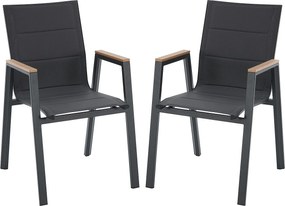 Zestaw 2 sztuk stackowanych foteli ogrodowych z aluminium i textilenu - Antracyt - LIOUS od MYLIA