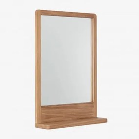 Lustro Ścienne Prostokątne 50x70 Cm Z Półką Z Drewna Tekowego Mazure Drewno Tekowe - Sklum