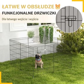 PawHut Wybieg dla zwierząt domowych, zagroda dla szczeniąt i małych psów, z drzwiami, do użytku wewnątrz i na zewnątrz, 76 cm, Czarny