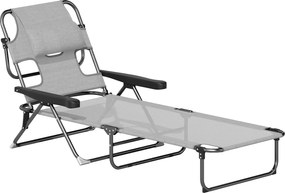 Outsunny Leżak słoneczny Ogrodowe Leżanki Relaksacyjne, składany, odporny na warunki atmosferyczne, 194 cm x 72 cm x 89 cm, Czarny + Ciemnoszary