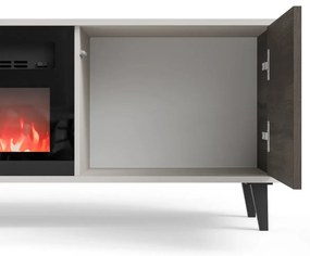 Szafka RTV RANDOM 2 180cm orzech/kaszmirowa z kominkiem elektrycznym HALMAR