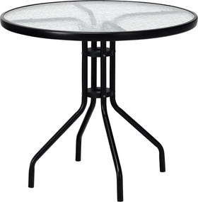 Okrągły stół ogrodowy ze szklanym blatem ISLAND 90 cm, czarny