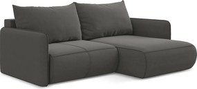 Narożnik prawostronny z funkcją spania - z tkaniny welwetowej - stalowy - NANEA