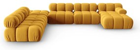 Żółta aksamitna sofa 379 cm Bellis – Micadoni Home