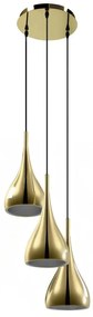 Lampa sufitowa z błyszczącego złotego metalu 3 klosze - szer. 36 x wys. 138 cm - OSARA