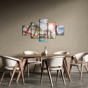 Obraz - palmy z basenem (125x70 cm)