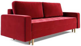 Czerwona sofa rozkładana z pojemnikiem na pościel C6-L61