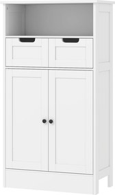 kleankin Szafka łazienkowa z 2 szufladami, drzwiami, 60 x 30 x 109 cm, Biały