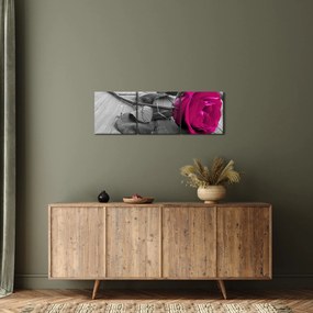 Obraz - Różowa róża (z zegarem) (90x30 cm)