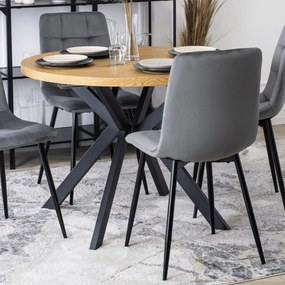 Stół Okrągły Rozkładany LUKAS 100-250 cm Dąb Złoty Nowoczesny Loft