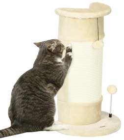 PawHut Drapak 58cm Drzewko dla Kotów z Piłką Kremowo-Biały Stabilny Drapak dla Kotów z Miejscem do Drapania | Aosom PL