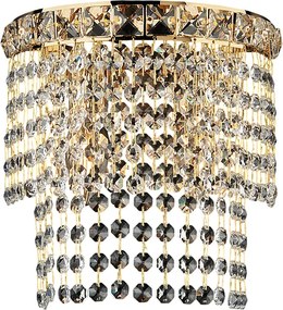 Kinkiet Wagner z żelaza i złoconego mosiądzu z kryształkami górskimi, 2 lampy, .14 P.21 BL266-AP2-OR