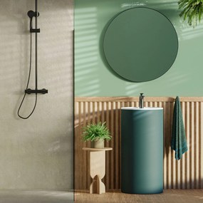 Umywalka wolnostojąca okrągła zielona matowa 87 x 44 cm KALMI GREEN MATT z otworem na baterię