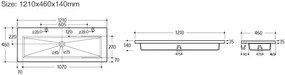 Prostokątna umywalka ceramiczna Defires 120 CM - Biała