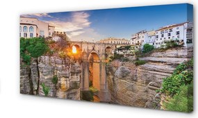 Zdjęcie na płótnie Most nad Rzeką o Zachodzie Słońca