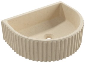 Umywalka betonowa podwieszana / nablatowa półokrągła bez otworu na baterię 45 x 36 cm MUSLIN | różne kolory : Kolor - Kość słoniowa/Ecru, Typ montażu - nablatowa