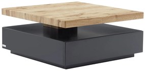 Stolik kawowy KYRIA - 1 szuflada i obrotowy blat - MDF - Kolor: Antracytowy i dębowy