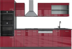 Aneks kuchenny czerwony wysoki połysk/antracyt 300x60x81.6 r-line