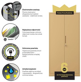 Szafa na dokumenty biurowa metalowa beżowa: Fresh Style JAN H, 900 x 1950 x 400 mm