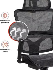 Ergonomiczny fotel Idylla z regulacją zagłówka i podłokietników