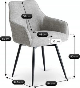 Krzesło Tapicerowane do Salonu PALMA Szare Nowoczesne