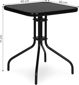 Stolik ogrodowy, balkonowy 60x60 cm Torello 073-1, czarny, kwadratowy