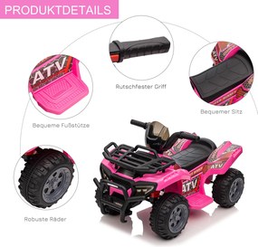 HOMCOM Miniquad elektryczny dla dzieci pojazd elektryczny ATV samochód dziecięcy auto dla dzieci LED kolor różowy