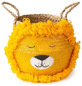 Żółto-naturalny kolorze dziecięcy kosz na zabawki z trawy morskiej ø 30x28 cm Lion – Compactor