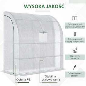 Outsunny szklarnia foliowa, szklarnia z 2 drzwiami, uprawa roślin, ochrona UV, biała