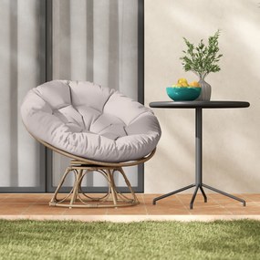 Outsunny Obracający się Fotel Papasan Rattan 360° z Poduszką, Okrągły na Zewnątrz