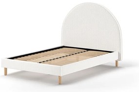 Białe tapicerowane łóżko ze stelażem 140x200 cm MOON – Vipack