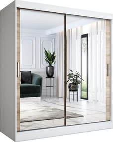 Szafa przesuwna z lustrem biel + dąb sonoma 180 cm S9-C70