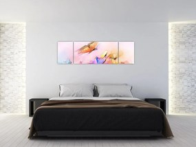 Obraz - Motyl nad kwiatem, abstrakcja (170x50 cm)