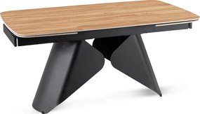 Zestaw Stół Rozkładany VERONA 160-240 cm Dąb/Czarny i 4 Krzesła PEONY 2 Beżowe