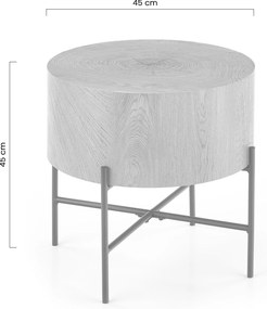 Stolik kawowy okrągły Liviano 45 cm z metalowymi nogami - dąb naturalny / czarny