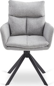 Zestaw Stół Rozkładany Ceramiczny REX 2 180-240 cm Biały Marmur/Czarny i 4 Krzesła Tapicerowane PAUL Szare Nowoczesne