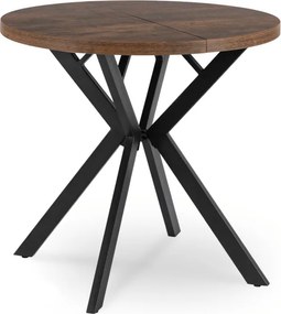 Stół Okrągły Rozkładany DORIAN 80-160 cm Dąb Rustykalny/Czarny Nowoczesny Loft