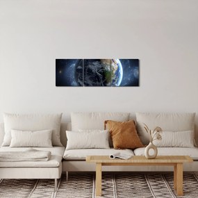 Obraz - Widok z kosmosu (z zegarem) (90x30 cm)