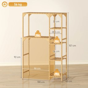 HOMCOM Regał nad pralką, wiele otwartych przegródek, do prania, akcesoriów, bambusowe drewno