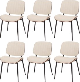 Krzesło do jadalni MCW-O44 (zestaw 6 sztuk),  orzechowy wygląd, biały