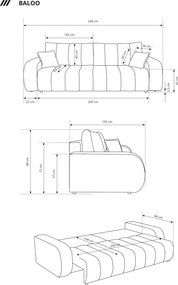 Sofa BALOO z funkcja spania i pojemnikiem CIEMNY SZARY LAMBI 12