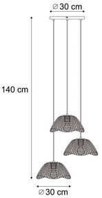 Boho lampa wisząca czarna z bambusem 3-punktowa - LilyBoho Oswietlenie wewnetrzne