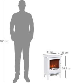 Kominek elektryczny LED kominek podłogowy z efektem płomienia 900/1800 W kolor biały | Aosom.pl