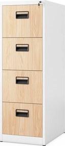 Szafa kartotekowa metalowa z 4 szufladami biała/dąb sonoma, 460x1320x620 mm: SARA Eco Design