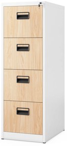 Metalowa szafa kartotekowa SARA V4, 460 x 1320 x 620 mm, Eco Design: biała/ dąb sonoma